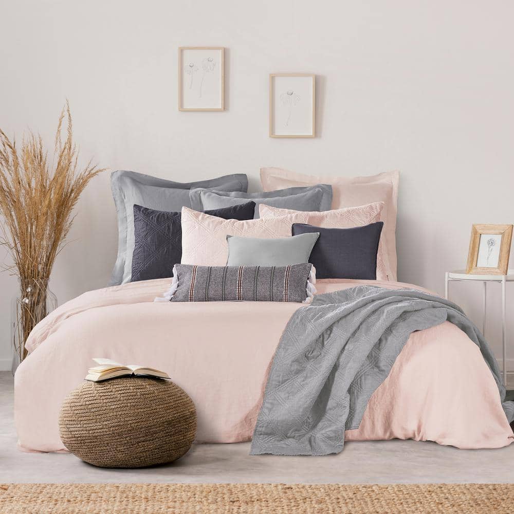 Blush Pink Linen Euro Sham Pillow Cover