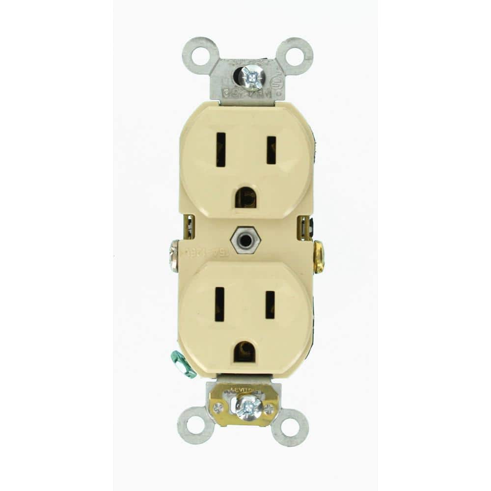 Leviton 15 Amp Commercial Grade Duplex Outlet, Ivory R51-CBR15-00I - The Home  Depot