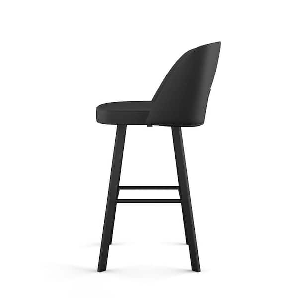 Maureen 30 in. Black Faux Leather / Black Metal Swivel Bar Stool
