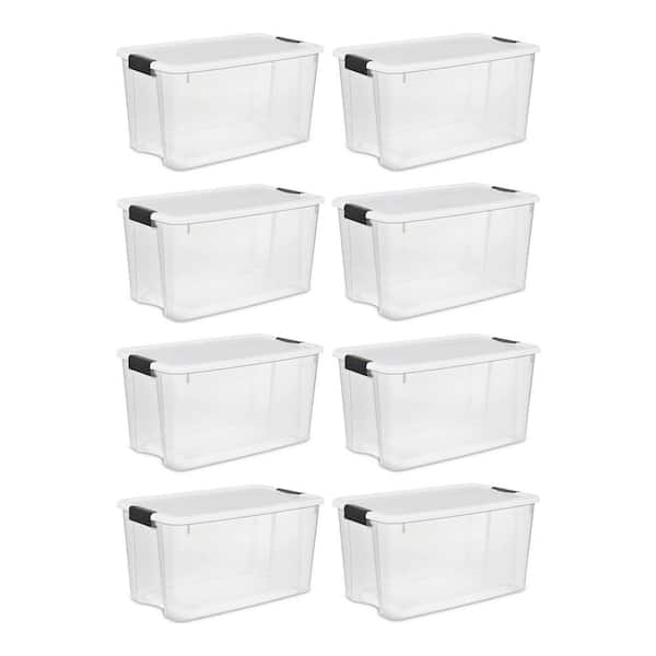 56-Quart Clear Plastic Storage Container with Latching Lid (8 Pack)