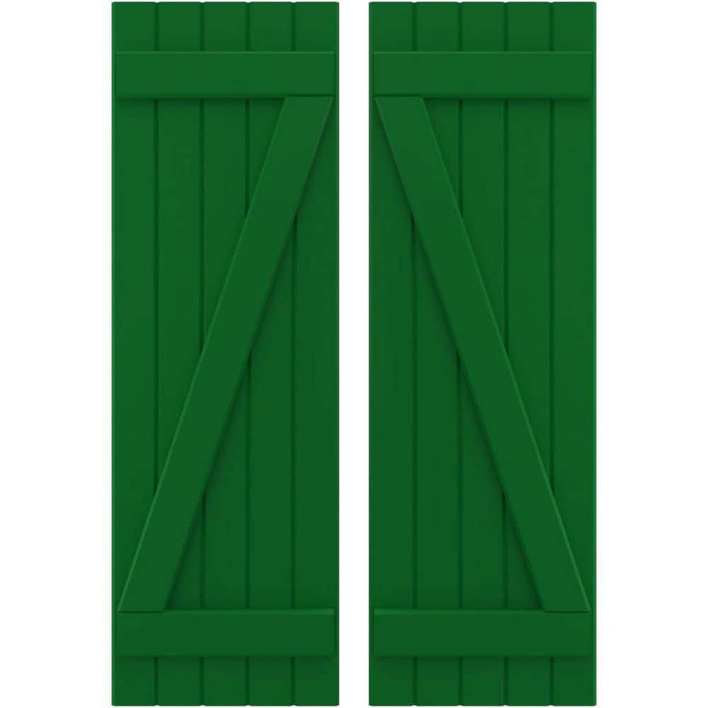 17-1/2 in. W x 67 in. H Americraft 5-Board Exterior Real Wood Joined Board and Batten Shutters in Viridian Green w/Z-Bar price history on PriceWatchPro