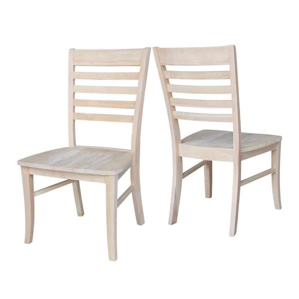 High Slat Ladderback Side Chair in Brown Microfiber Upholstery