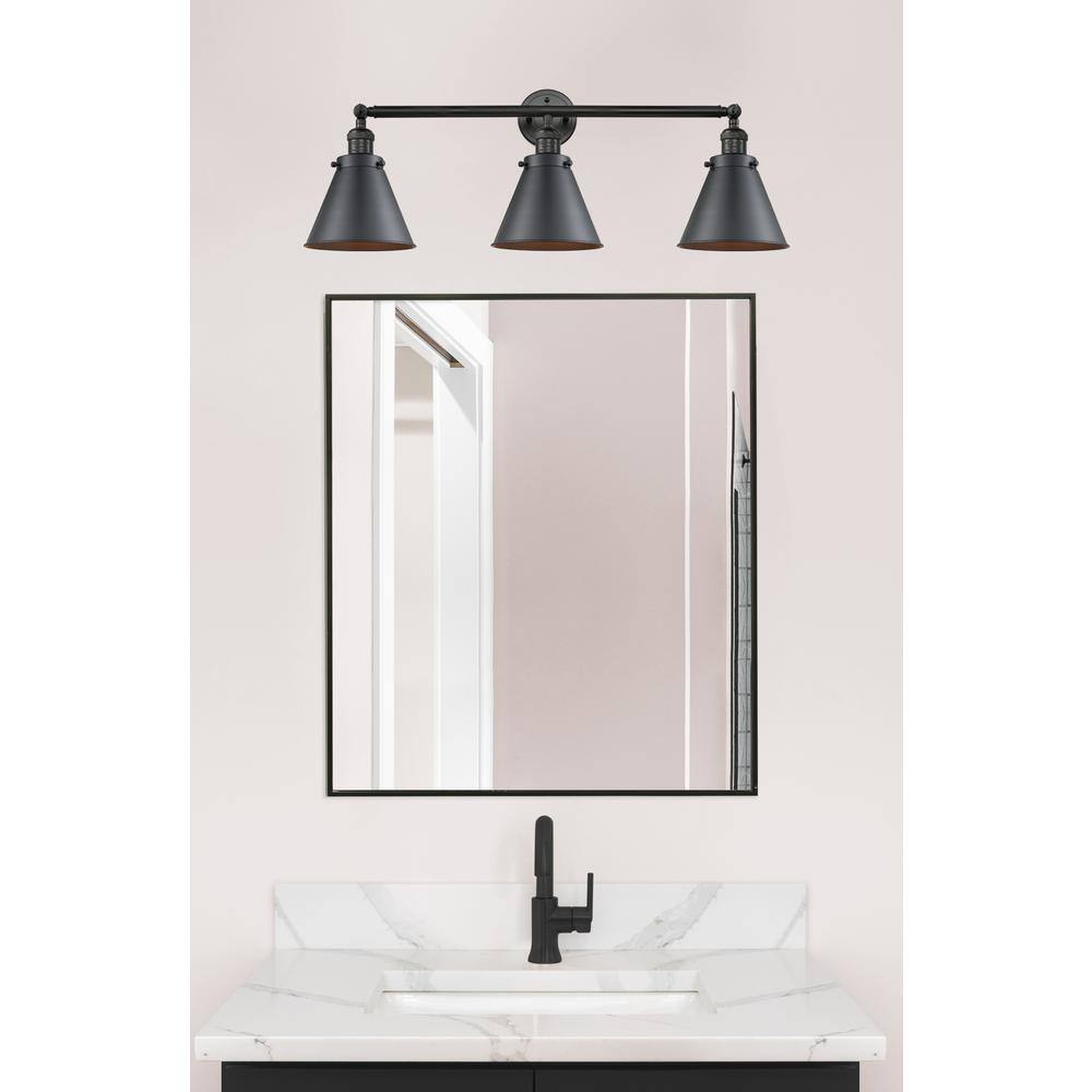 Matte Black 32" Brass 3-Light Dimmable Vanity Fixture