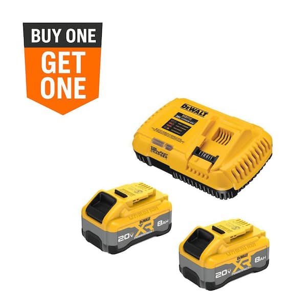 20V MAX XR Lithium-Ion Battery and Charger Kit with (2) Powerpack 8.0 Ah Batteries and Charger