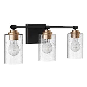 21.85 in. 3-Light Bathroom Vanity Light Modern Wall lamp Over Mirror with Seeded Glass Shades