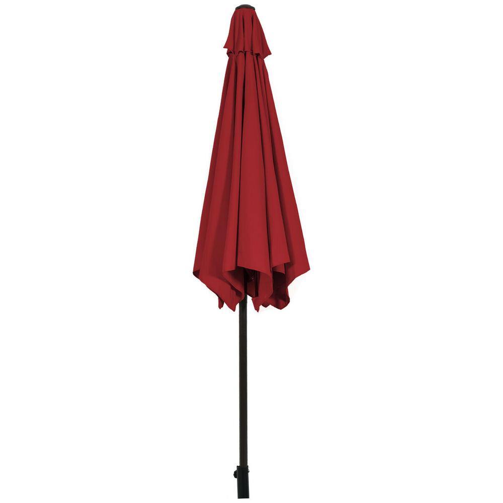 Red 9ft Steel Frame Outdoor Patio Umbrella with Crank