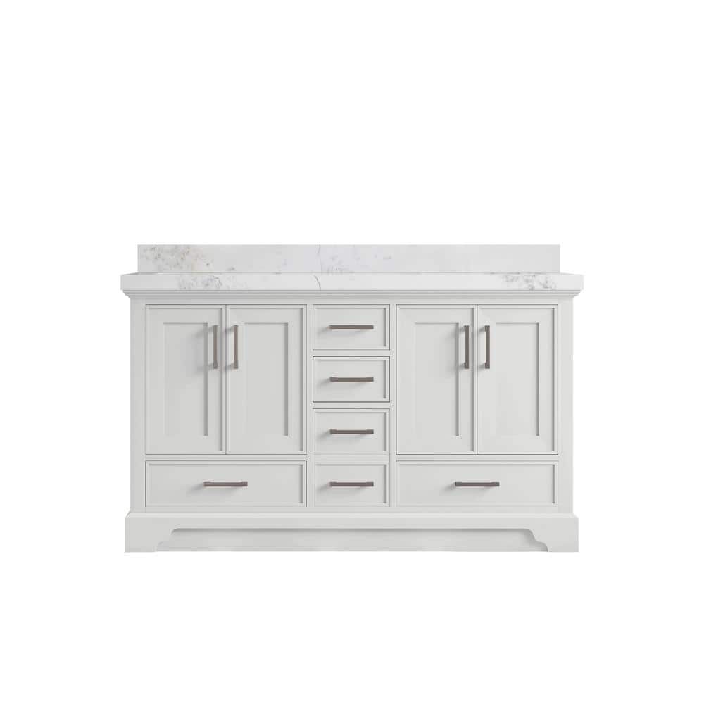 Charlotte 60 in. Double Sink Freestanding White Bath Vanity with Calacatta Nuvo Qt. Top Unassembled price history on PriceWatchPro