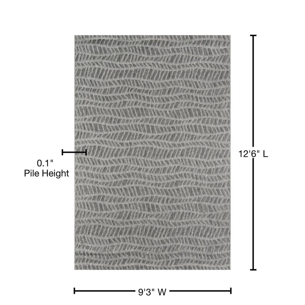Modern Geometric Gray Synthetic 9'3"x12'6" Indoor/Outdoor Rug
