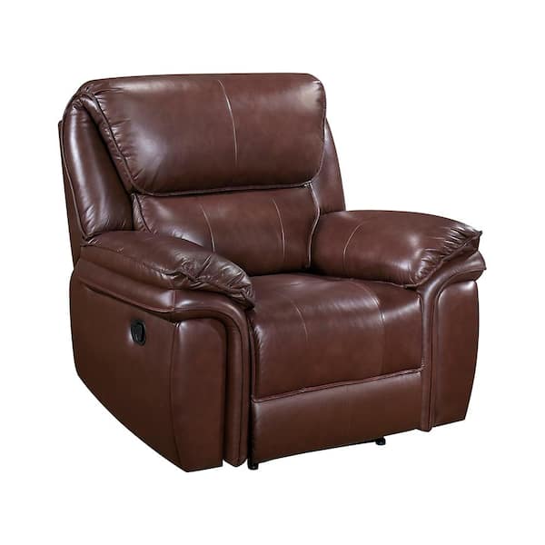 Lazzara Ellery Brown Leather Manual Recliner