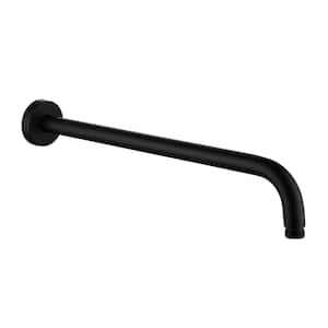 16 in. Round Wall Mount Standard Shower Arm and Flange, Matte Black