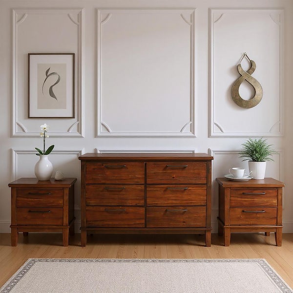 New Classic Furniture Cagney 3-Pc Wood Bedroom Set with Dresser in Chestnut New Classic Furniture Cagney 3-Pc Wood Bedroom Set with Dresser in Chestnut