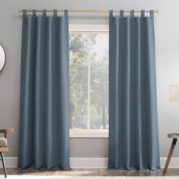 Gavin Energy Saving Denim Blue Polyester 40 in. W x 95 in. L Tab Top Blackout Curtain (Single Panel)
