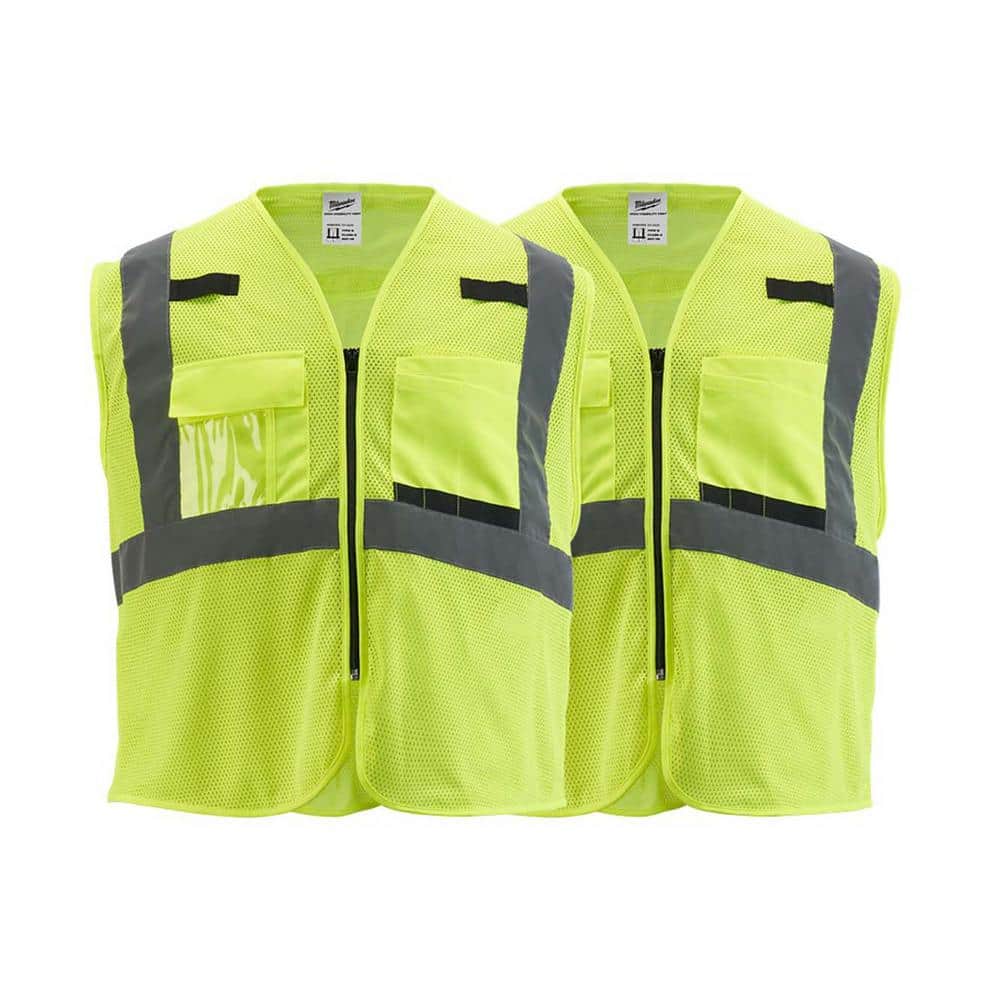 Large/X-Large Yellow Class 2 Mesh High Visibility Safety Vest with 9-Pockets (2-Pack) price history on PriceWatchPro