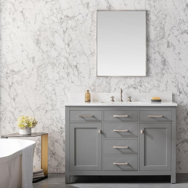 SUDIO Jasper 48 in. W x 22 in. D Bath Vanity in Gray with Engineered ...