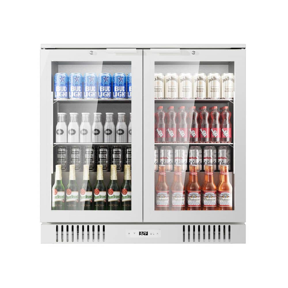 36 in. W 7.2 cu. ft. Commercial Slim Narrow Upright Display Refrigerator 2-Glass Door Beverage Cooler, White