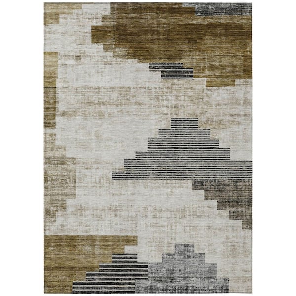 Chantille Machine Washable Indoor/Outdoor Abstract ACN1829 Brown 9 ft. x 12 ft. Accent Rug