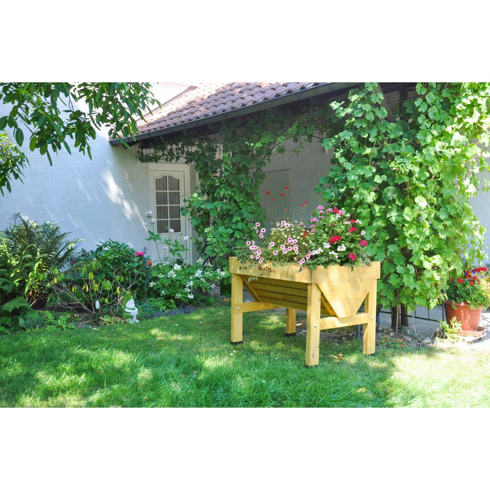 Natural Cedar Wood Raised Bed Planter with Drainage Hole