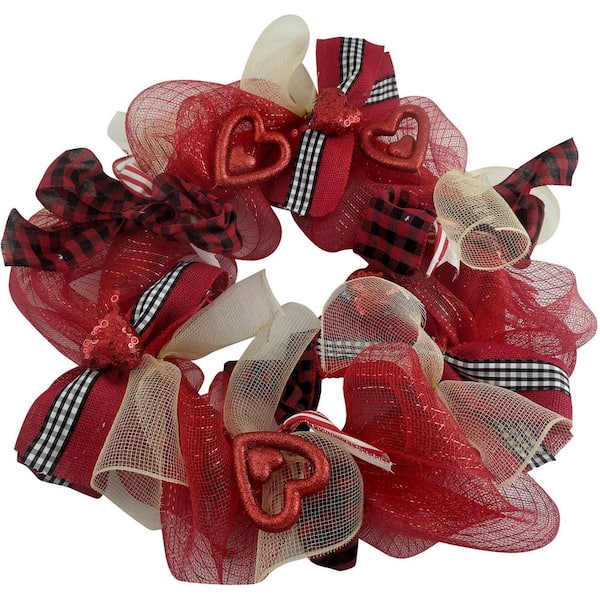 Fraser Hill Farm 20 in. x 6 in. Door or Wall Hanging Valentin's Day Ribbon Wreath