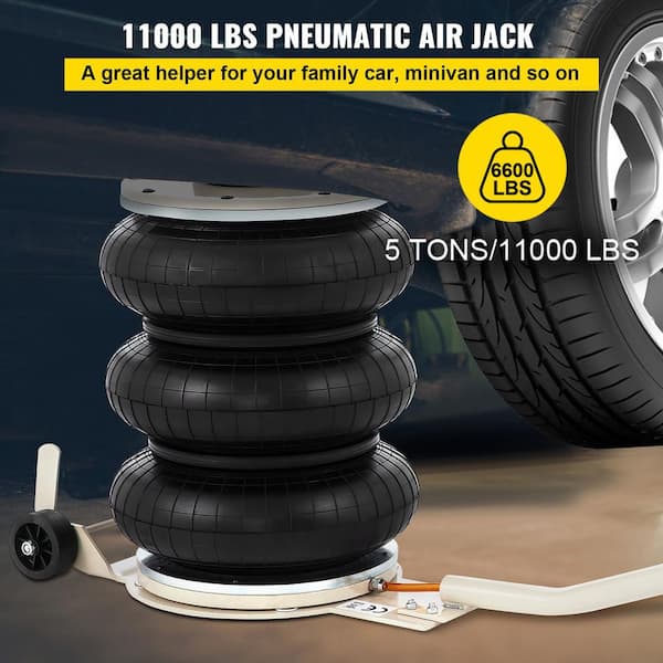 Pneumatic Air Jack 5-Ton/11000 lbs. Triple Bag Air Jack Lifting Height 6.3 in. to 15.75 in. Inflatable Car Jack Lifter