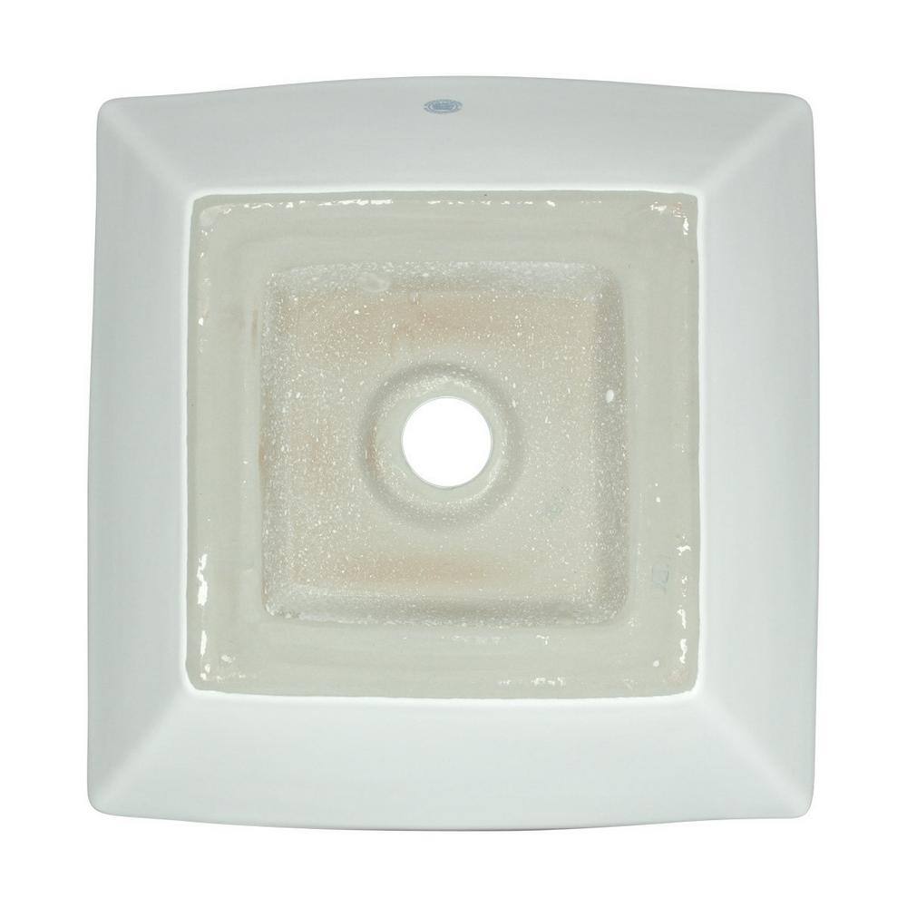 White Ceramic Square Above-Counter Vessel Sink with Reno-Gloss Finish
