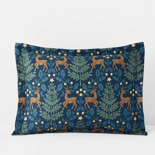 Company Cotton Reindeer Navy Cotton Percale Sham