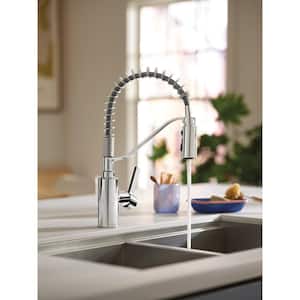 Genta LX Single Handle Pre-Rinse Spring Pull Down Sprayer Kitchen Faucet with Power Boost in Chrome