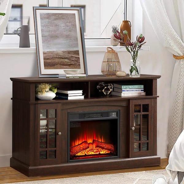 58 in. Freestanding Electric Fireplace TV Stand in Espresso