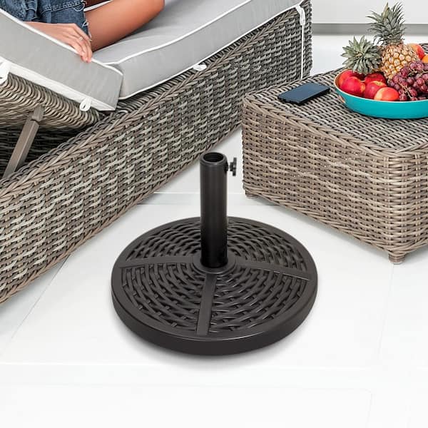 Black Polyethylene and Concrete Outdoor 26 lbs. 18 in. Round Patio Umbrella Base, for 1.5 in. -1.9 in. Umbrella Poles