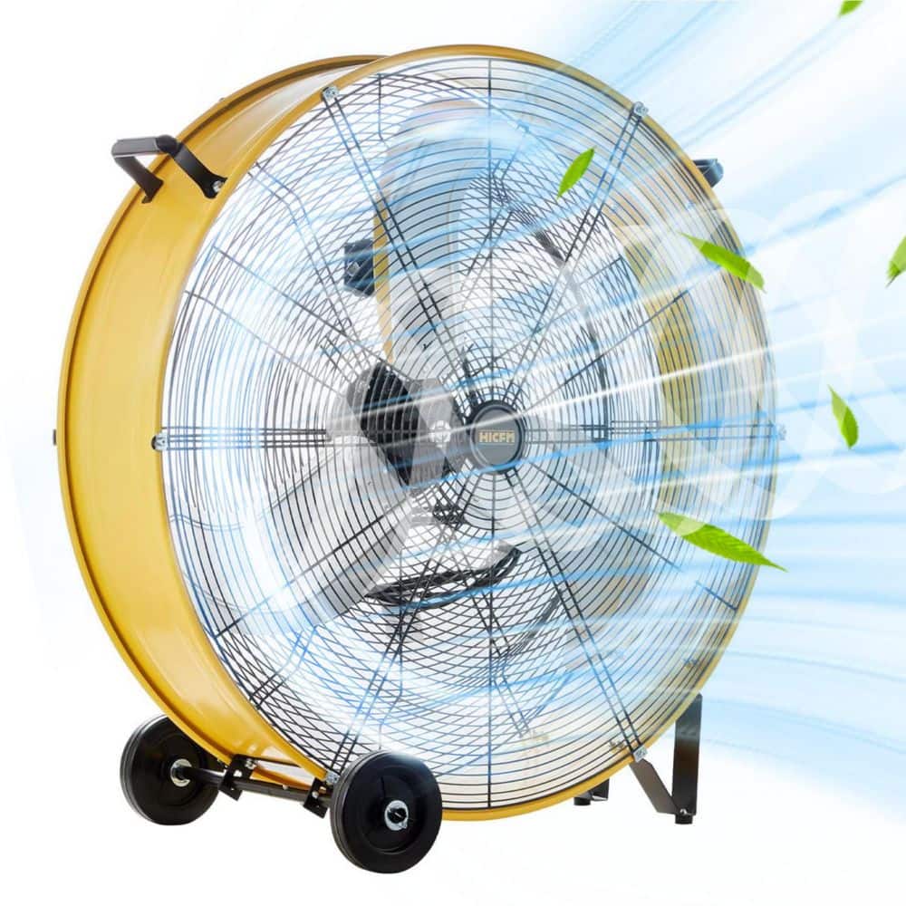 Atemomen 30 in. 3 Fan Speeds High Velocity Industrial Drum Fan in Black with Powerful 1/3HP Motor, 9 ft. Power Cord for Factory