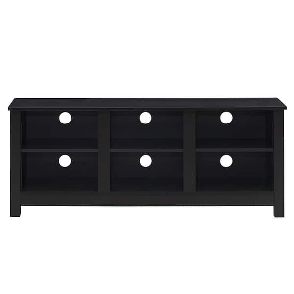 Costway 53 in. Black TV Stand Cabinet for TV's Up to 60 in. Entertainment Center with Storage Shelves