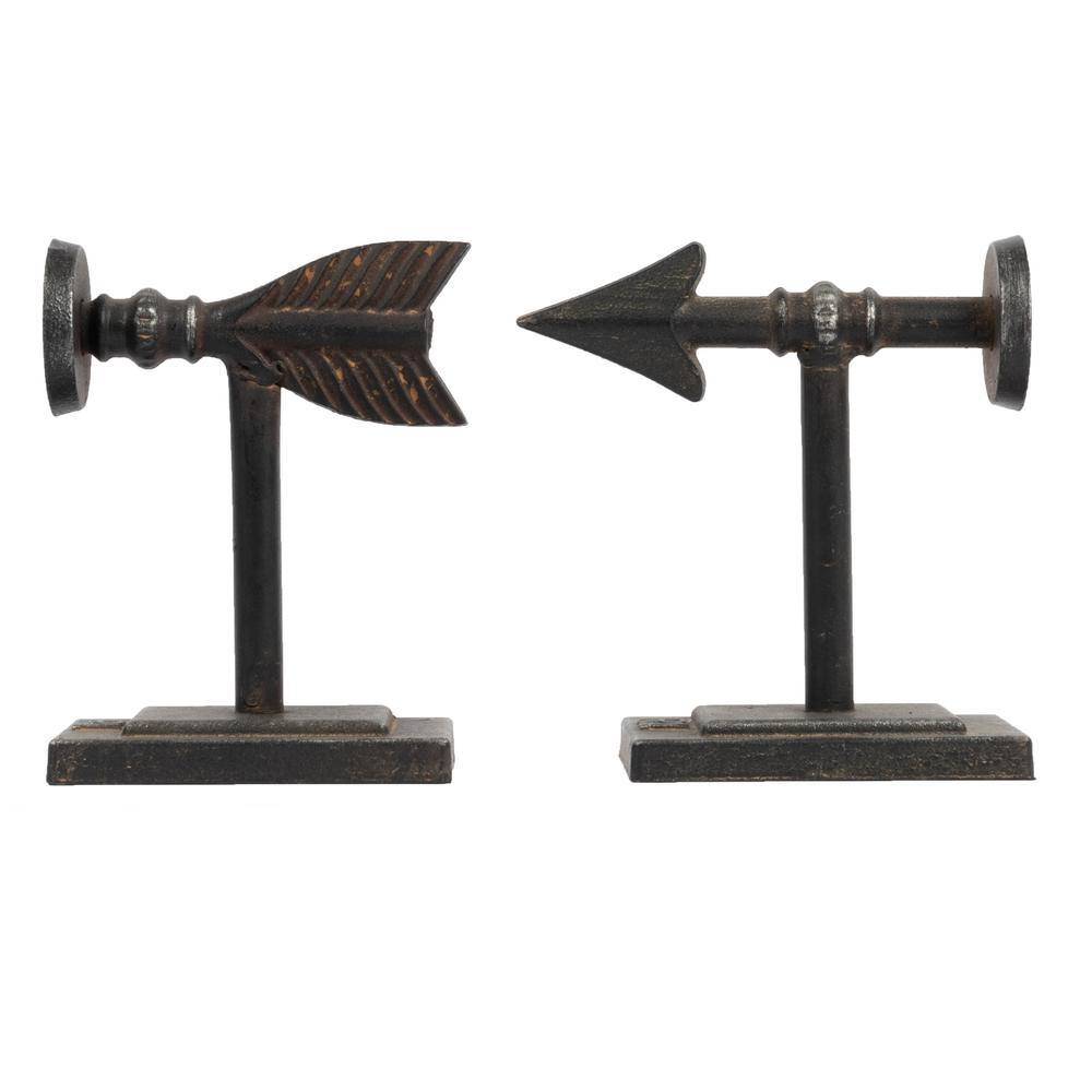 Brown Cast Metal Arrow Bookends Set
