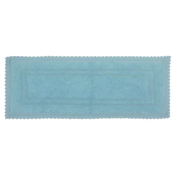 Opulent Reversible 100% Cotton Bath Rugs Set, Mat Non Slip, 21 in. x54 in. Runner, Aqua