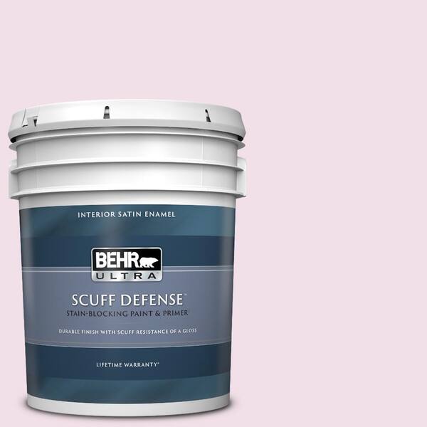 BEHR ULTRA 5 gal. #M120-1 Pink Proposal Extra Durable Satin Enamel Interior Paint & Primer