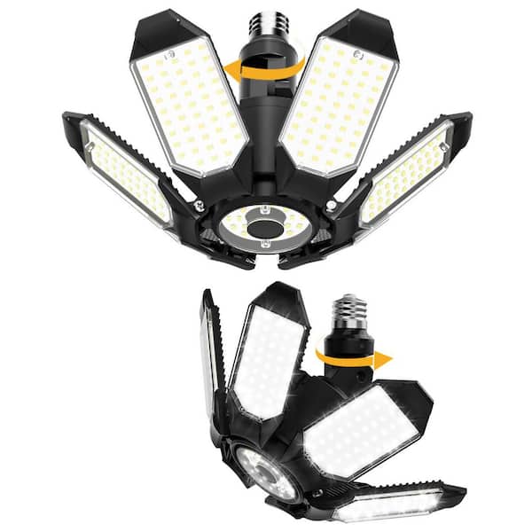 1 ft. 60-Watt Black LED Shop Light with 6 Adjustable Rotatable Panels for Garage, Basement and Workshop
