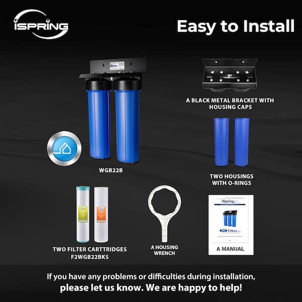 iSpring WGB22B 2 Stage Whole House Water Filter Dual-stage 15-GPM Carbon  Block Whole House Water Filtration System in the Whole House Filtration  Systems department at