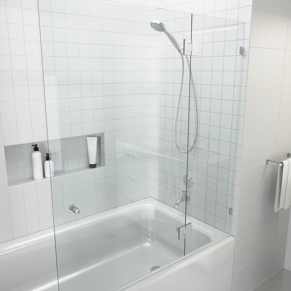 Glass Warehouse 58.25 in. x 51 in. Frameless Shower Bath Door Glass