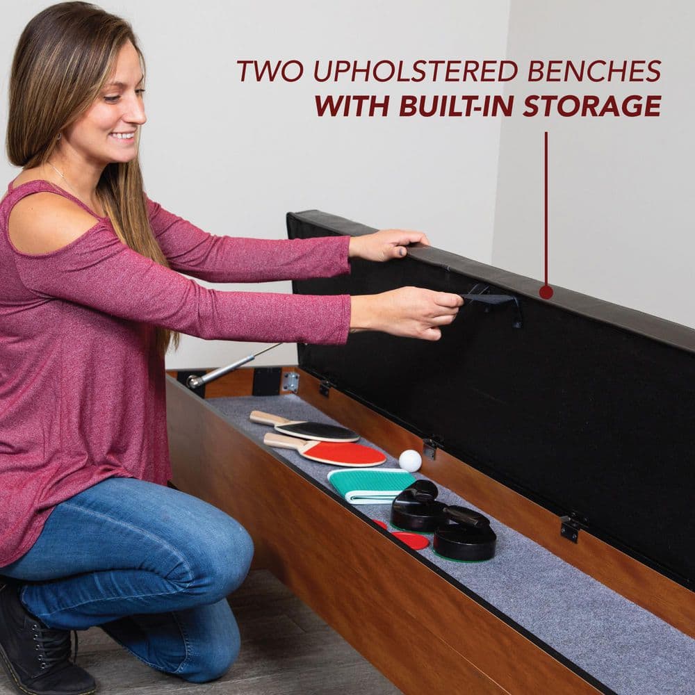 84" Light Cherry MDF Multi-Functional Air Hockey Table with Benches