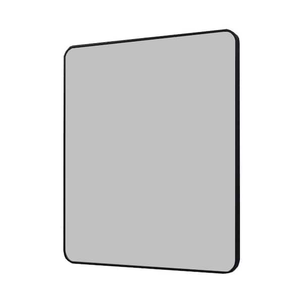 Unbranded Matte Black 30 in W x 36 in. H Farmhouse Rectangle Aluminum Framed Mirror Wall Mirror Bathroom Vanity Mirror