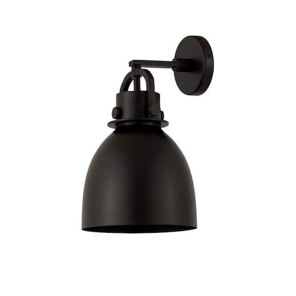 Innovations Newton Bell 1-Light Matte Black Wall Sconce with Black Metal Shade