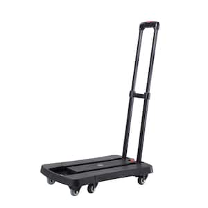 330 lbs. Capacity Black Plastic Metal Body Foldable Platform Trolley Push Hand Cart