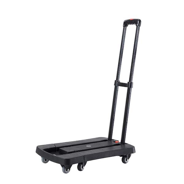 maocao hoom 330 lbs. Capacity Black Plastic Metal Body Foldable Platform Trolley Push Hand Cart