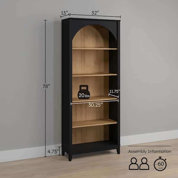 Prepac Ark 78 in. Tall Black Oak and Natural Oak Engineered Wood 5