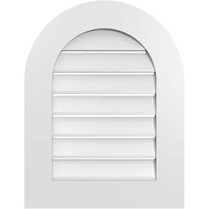 20 in. x 26 in. Round Top White PVC Paintable Gable Louver Vent Functional