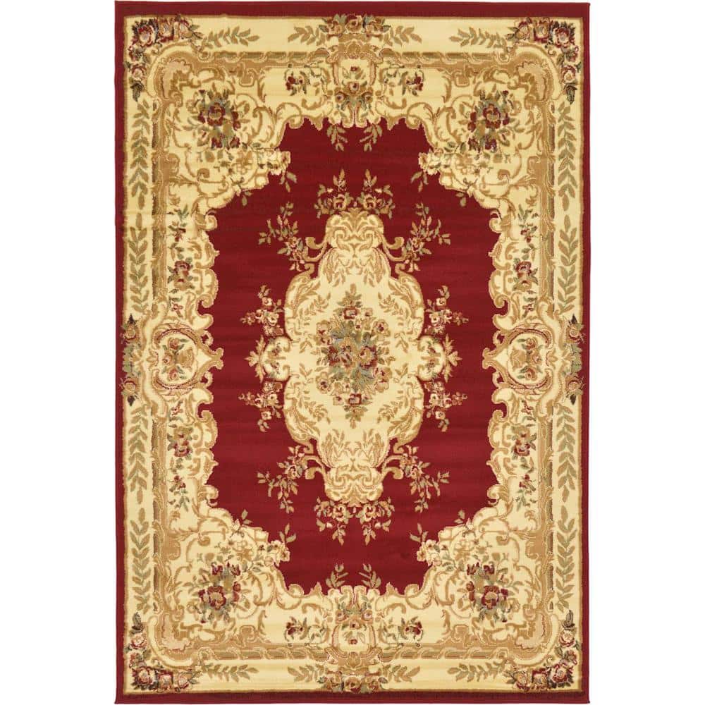 Versailles Red 6' x 9' Stain-Resistant Synthetic Rug