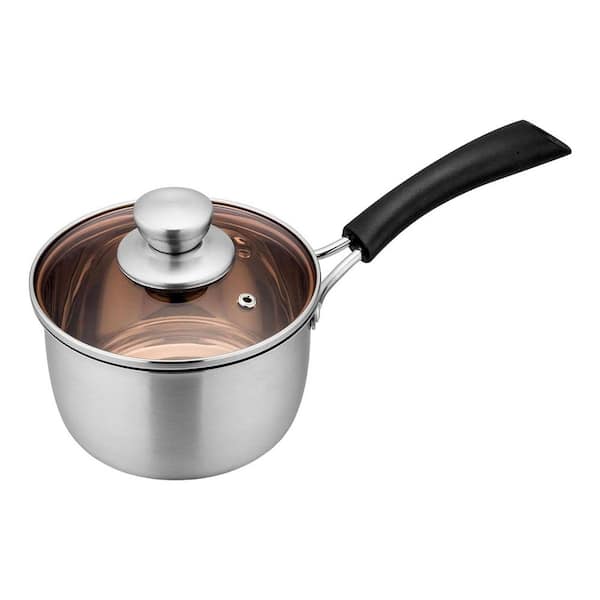 1 qt. Stainless Steel Sauce Pan Nonstick with Lid Dishwasher Safe Healthy Cooking Pot for Noodles Sauces Milk