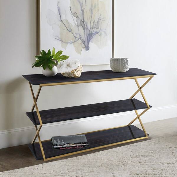 dark wood and gold console table