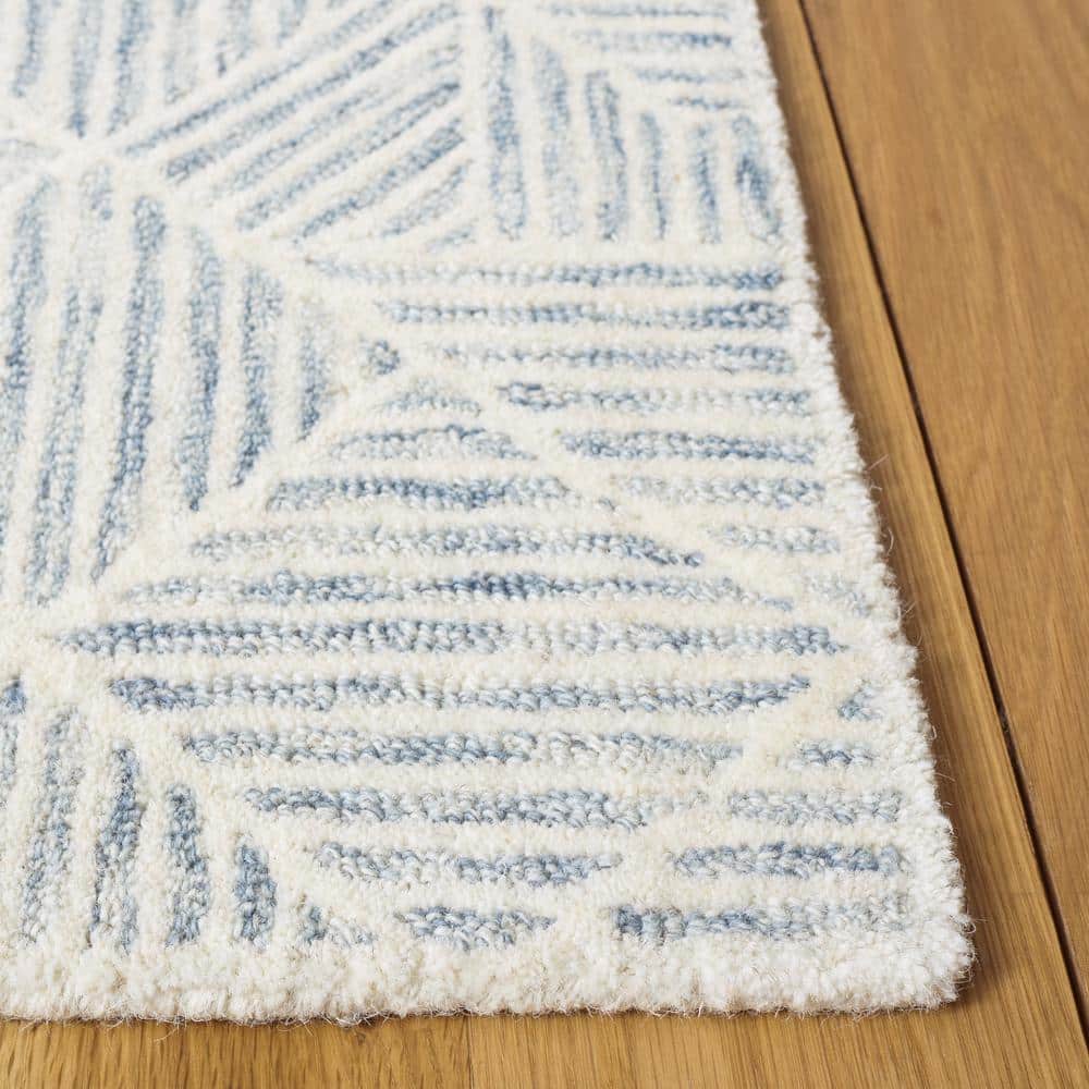 Handmade Abstract Grey/Ivory Wool Area Rug 5' x 8'
