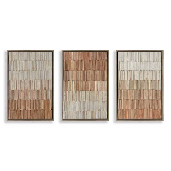 Tiled Terracotta Walls by Flora Kouta 3-Piece Brown Floater Frame Abstract Graphic Art Print 31 in. x 21 in.