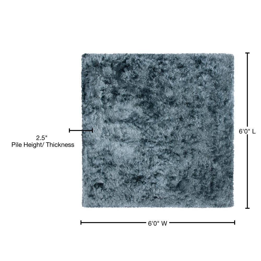 Slate 6' x 6' Square Hand-Tufted Shag Area Rug