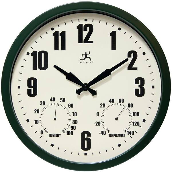 Infinity Instruments Patio Green 14 in. W x 14 in. L Round Outdoor Wall Clock